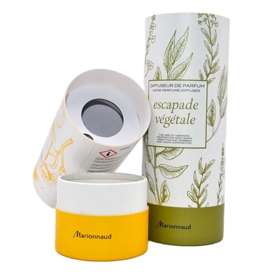 Op maat gemaakte parfumcilinderbuisbox Aromatherapie met papieren inlegvel