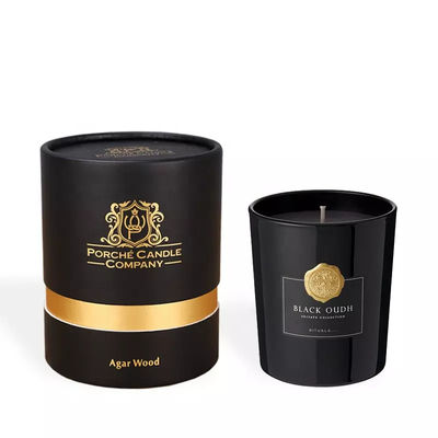 Aangepaste zwarte ronde kaarsbuisverpakking Bronzing kartonnen doos voor kaarsverpakking