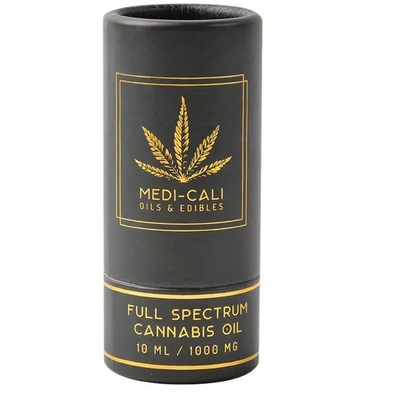 CBD Essentiële Olie Papieren Buis Gouden Stempel Print Kartonnen Cilinder