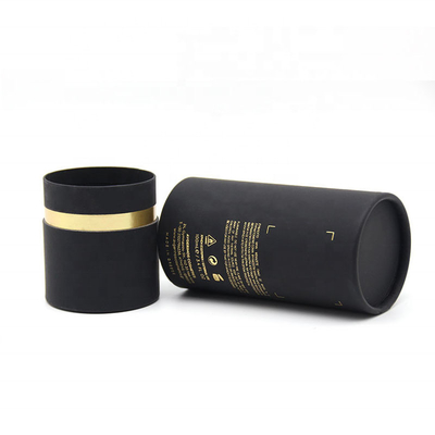 Zwarte kartonnen parfumbuisverpakking Bronzing ronde container voor cosmetische flessen