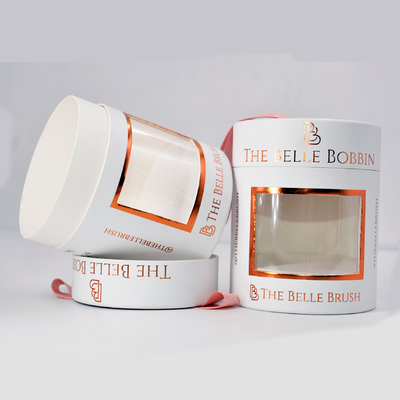 Gouden stempelkartonnen papieren buis Aangepaste cosmetische dozen met venster