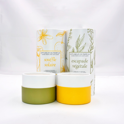 Op maat gemaakte parfumcilinderbuisbox Aromatherapie met papieren inlegvel