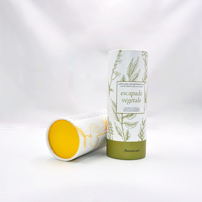 Op maat gemaakte parfumcilinderbuisbox Aromatherapie met papieren inlegvel