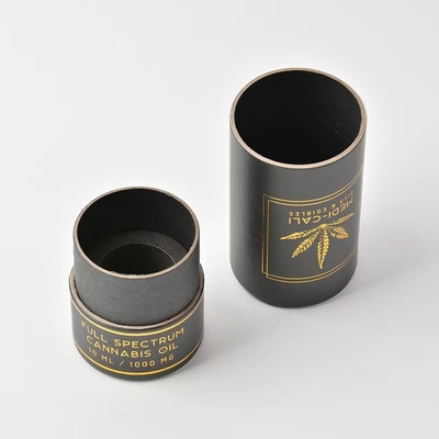 CBD Essentiële Olie Papieren Buis Gouden Stempel Print Kartonnen Cilinder