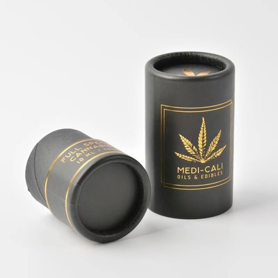 CBD Essentiële Olie Papieren Buis Gouden Stempel Print Kartonnen Cilinder