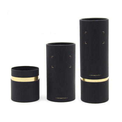 Zwarte kartonnen parfumbuisverpakking Bronzing ronde container voor cosmetische flessen