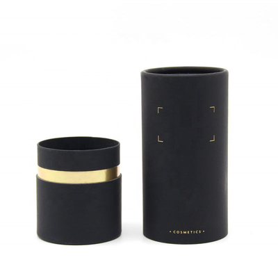 Zwarte kartonnen parfumbuisverpakking Bronzing ronde container voor cosmetische flessen