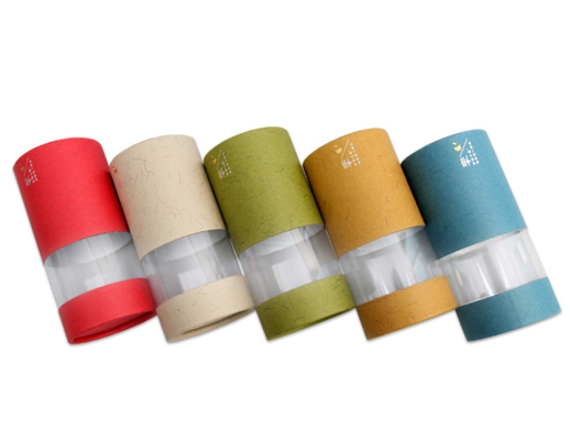 Recyclebare bedrukte verpakkingspapieren buis Rond papier Blikjes aangepast formaat met venster